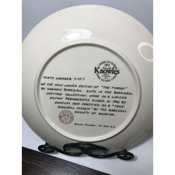 Norman Rockwell “The Tycoon” Certificate Of Authenticity Plate - Picture 4 of 4